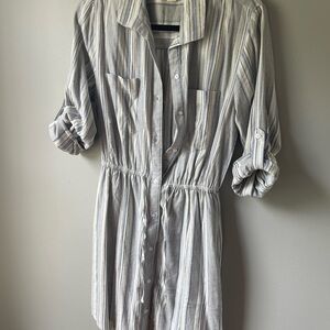 Japna Gray Long Sleeve Shirt Dress